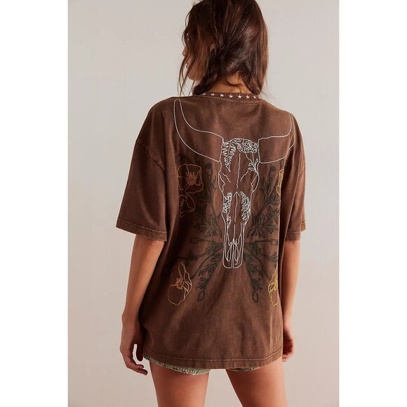 Frontier Embroidered Tee Free People SOLD OUT - Picture 1 of 12